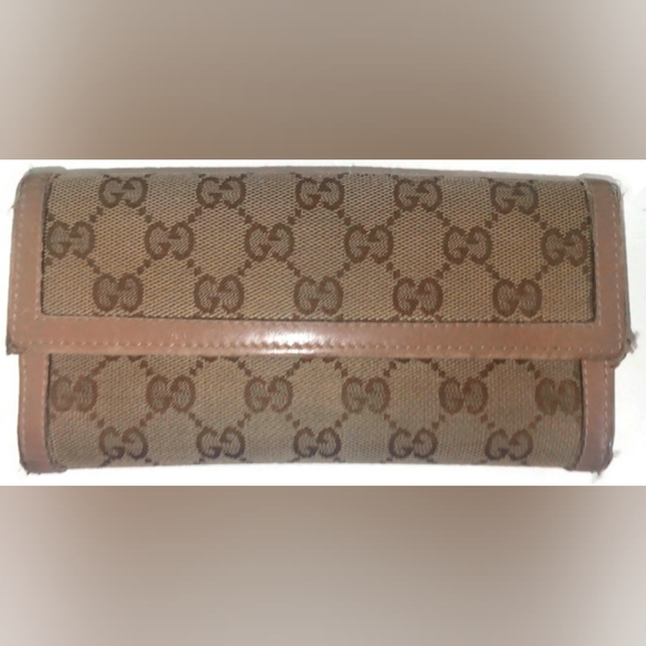 GUCCI GG PREOWNEDBEAUTIFULWALLET ,BEIGE AND BROWN